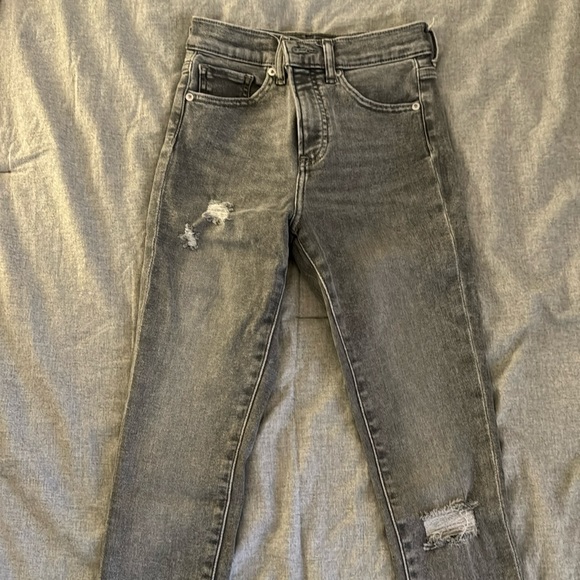 Express High Rise Skinny Distressed Jeans - Picture 2 of 4